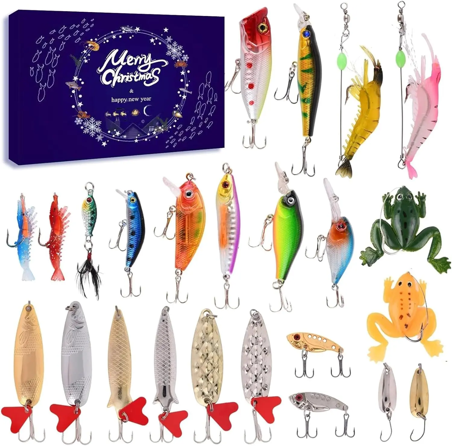 Lihome Fishing Advent Calendar 2026 – 24-Day Fishing Lure Set, for Men, Boys, Dads, and Fishermen – Freshwater and Saltwater Fishing GEA