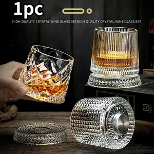 360° Rotating Whisky Glass with Rotating Base | Ice Crystal Glass for Scotch Whisky, Bourbon, Brandy | Relaxing and Decompression Glass | Reusable Gift for Men, Women, Home Bars, and All Occasions | Whiskey Glass Gift | Drinkware | (Hand Wash Only)