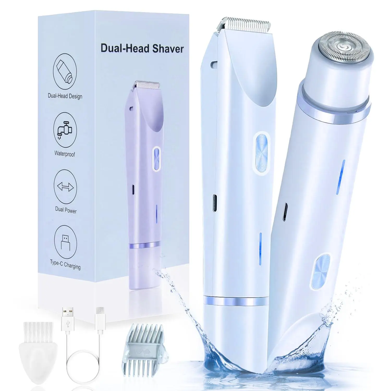 Electric Hair Trimmer, 2 in 1 Waterproof Wet & Dry Dual-purpose Hair Clipper, Women's Underarm Electric Shaver, Personal Care Appliances, Wireless Hair Trimmer, Cordless Hair Trimmer, Waterproof Rechargeable Trimmer, Rechargeable Cordless Trimmers