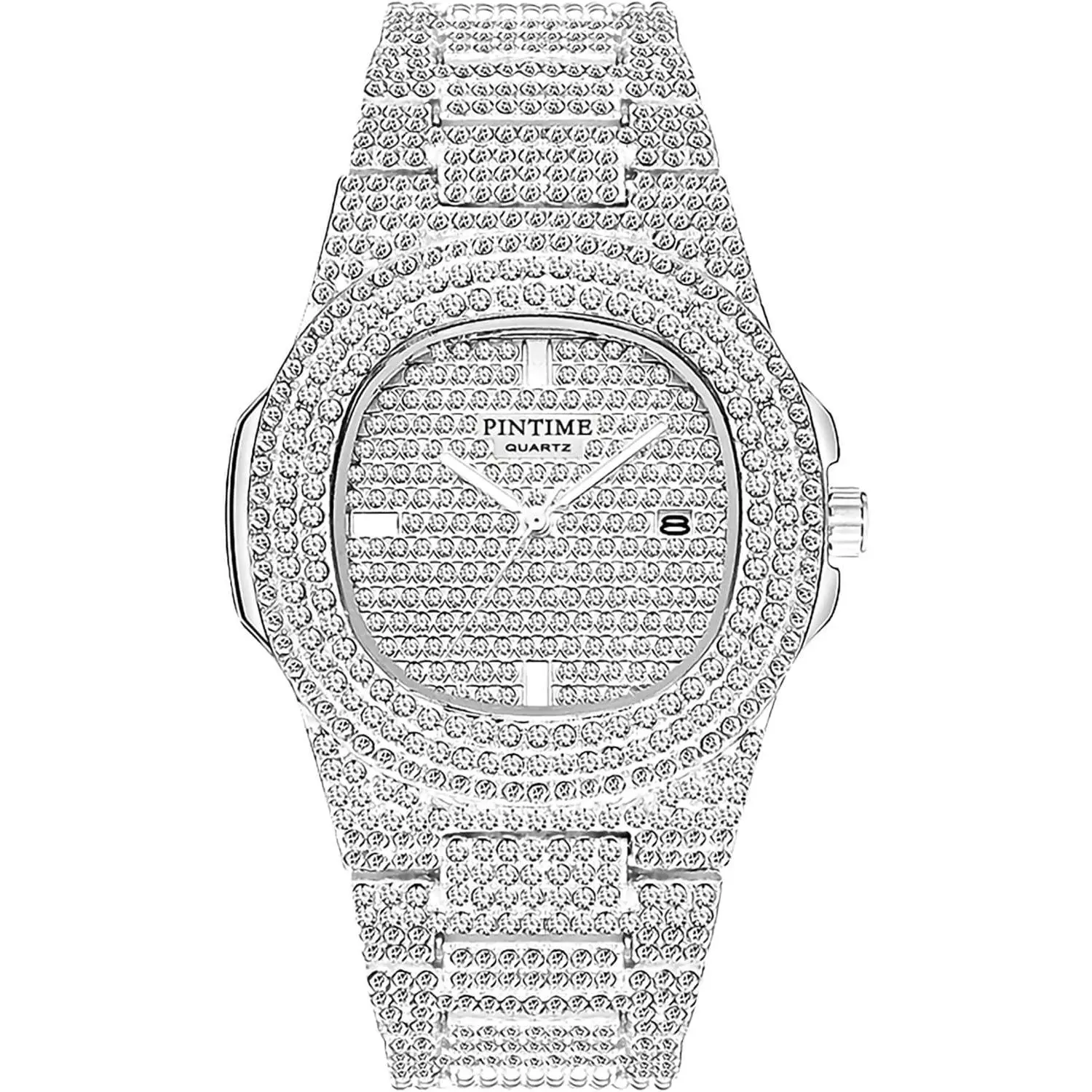 Luxury Unisex Crystal Diamond Watches Big Face Women's Men's Quartz Watch Gold Silver Rose Gold Stainless Steel Bracelet Band