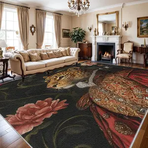 Leopard Pattern Area Rug, Animal Print Rug, Waterproof Soft Comfortable Carpet, Durable Home Decor Mat for Living Room Bedroom Kitchen