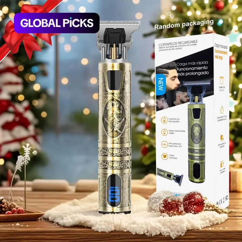 Men's Professional Electric Razor, USB Rechargeable Hair Clipper Set, Haircut Trimmer Kit, Rechargeable Barber Clippers with LED Display and 4 Guide Comb Attachments, Beard Trimmer Grooming Tool for Precise Trimming, Ideal Gift for Men