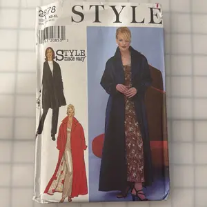 Style 2878 Sewing Pattern - XS-XL Sizes - Easy to Sew - Fashionable Coat & Dress Designs