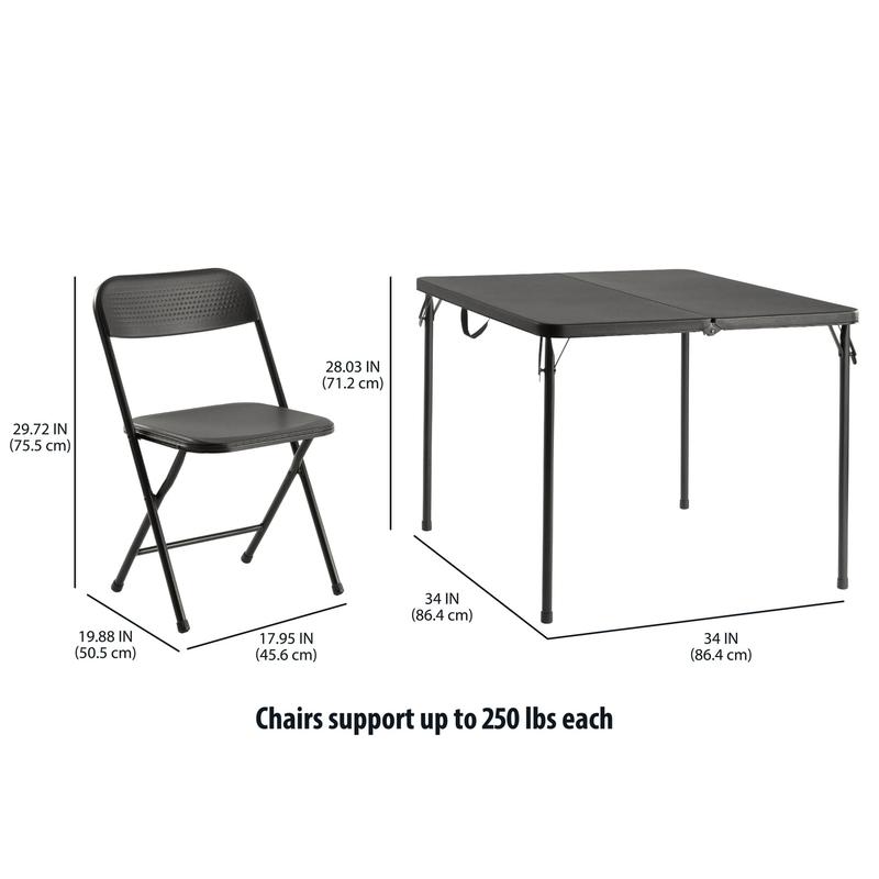 Resin 5 Piece Card Folding Table and Four Folding Chairs Set - Durable Resin, Fully Assembled, Ideal for Card Organization, Modern Design