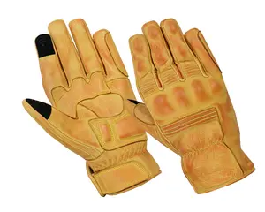 Motorcycle Gloves Racing Touchscreen Leather Knuckles Riding Biker Gloves Yellow