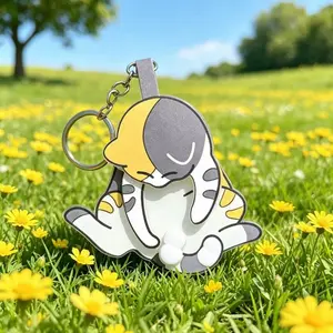 Cute Cat Keychain, Acrylic Pull-Down Bag Charm, Creative and Trendy Design, Perfect for Gifts and Daily Use, Fun and Unique Accessory