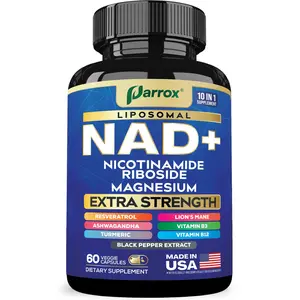 Parrox NAD+ Supplement - NMN Alternative | NR | Magnesium | Resveratrol Complex | Anti-Aging Support Healthcare | Vitamin Dietary Supplement - Made in USA - 60 Capsules