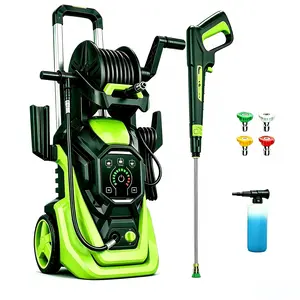 4500 PSI Electric Pressure Washer | 2.2GPM Power Washer with 20ft Extension Hose Reel, Adj-15-Level Touch Screen, 4 Quick Connect Nozzles And Foam Cannon for car, home, driveway, yard, outdoor, gutter, pool, brick Cleaning