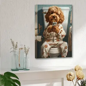1 piece of vintage fun dog-themed framed canvas wall art, with English text - in a rustic farmhouse and modern horizontal style, ready-to-hang pet-themed decorative painting, suitable for bedrooms and bathrooms - a gift for dog lovers, ink-printed wrapped