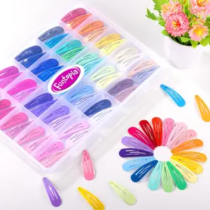 Funtopia 150 Count Colorful Snap Hair Clips 50 Unique Colors Non Slip Metal Barrettes 2 Inch Hair Accessories with Storage Case for Girls Women