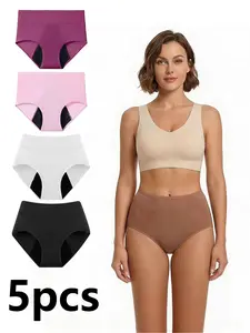 4-pack/5-pack women's mid-waist bamboo fiber viscose heavy-weight flow period underwear