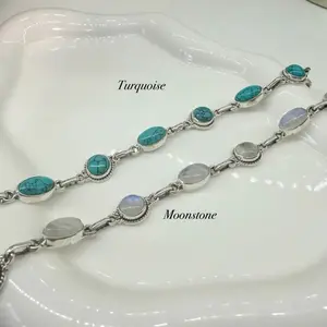 Silver 925 turquoise bracelet | natural stones