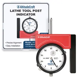 AltitudeCraft Lathe Tool Post Indicator Holder for 3-Jaw and 4-Jaw Chucks, 0.0005" Dial Compatible with Standard Tool Posts
