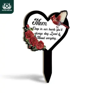 Putuo Decor Mom Deep in Our Hearts You'll Stay Loved & Missed Everyday Outdoor Stake, Ground Stake for Home Farmhouse Garden Lawn Patio Courtyard