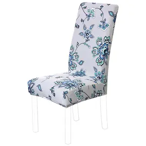 Unique Bargains Dining Chair Cover, Stretch Bar Stool Slipcover Kitchen Chairs Protector Spandex Pattern Chair Seat Cover for Home Decorative/Dining Room/Party/Wedding (Medium, Blue Flower)