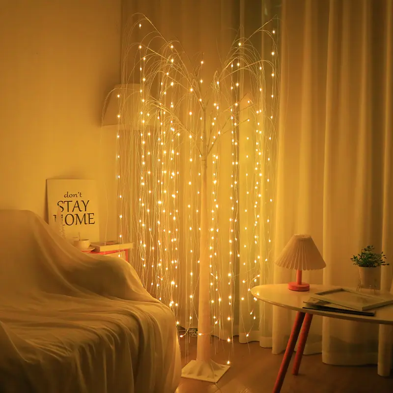 LED Multi-Color Willow String Lights Ideal for holiday decorations like Christmas and Easter, or romantic indoor gifts for home parties, birthdays, and weddings. USB-powered, plastic construction, modern design, romantic home decor.