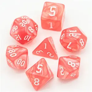 Red Pearl Macaron 7-Dice Set