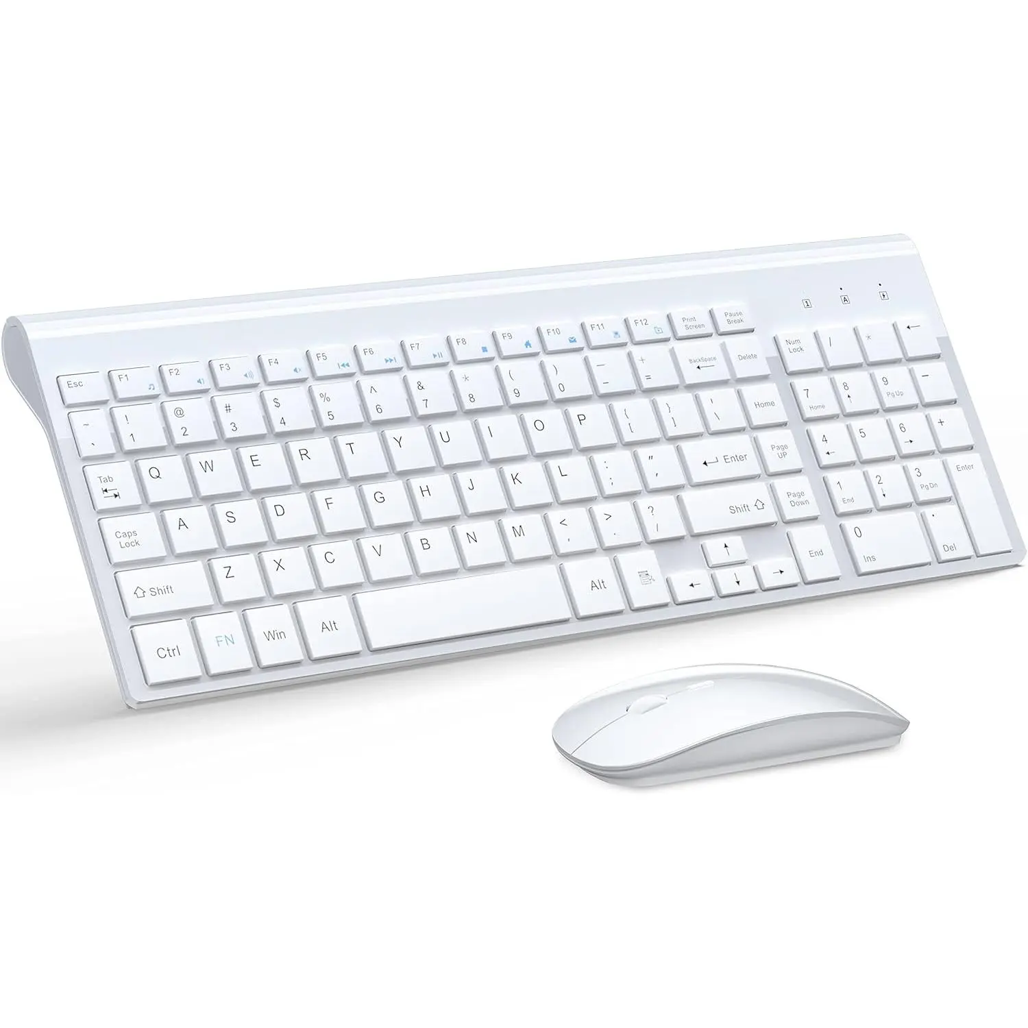 Wireless Keyboard and Mouse Ultra Slim Combo, 2.4G Silent Compact USB Mouse and Scissor Switch Keyboard Set with Cover, 2 AA and 2 AAA Batteries, for PC/Laptop/Windows/Mac - Blue Black