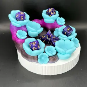 Dice Bowl Cherry Blossom Bowl 3D Printed Comes with 7 Dice Random Color Packs for Gaming Enthusiasts
