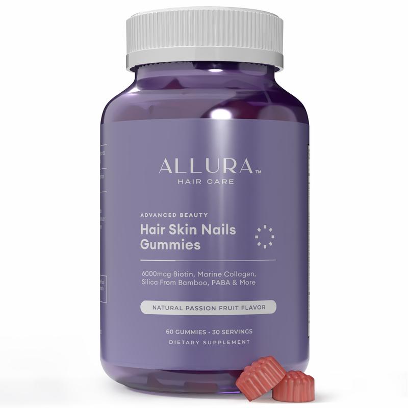 Hair Skin and Nails Vitamins for Women – Extra Strength 6000mcg Biotin Hair Gummies with Marine Collagen, Vitamin E, A, C & PABA for Hair Growth, Healthy Skin & Nails – Made in US, Passion Fruit, 60ct