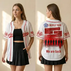 Korean Pop Baseball Jersey, Tour 2026 Fan Shirt, Concert Inspired Button Up, Casual Streetwear
