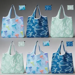 6-Pack Foldable Reusable Grocery Tote Bags, Machine-Washable Lightweight Shopping Bags, Eco-Friendly Portable Storage Bags for Travel, Supermarkets, and Everyday Use Disposable Organiser
