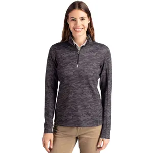 Cutter & Buck Traverse Camo Print Stretch Quarter Zip Womens Pullover Jacket