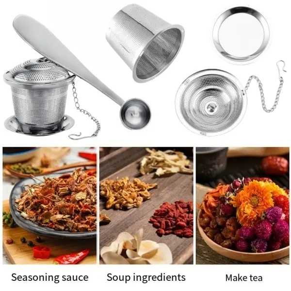 2 Pack Tea Infuse With Tea Scoop, Extra Fine Mesh Tea Infusers For Loose Tea,Stainless Steel Tea Strainer With Extended Chain Hook, Tea Steeper For Brew Tea, Spices And Seasonings