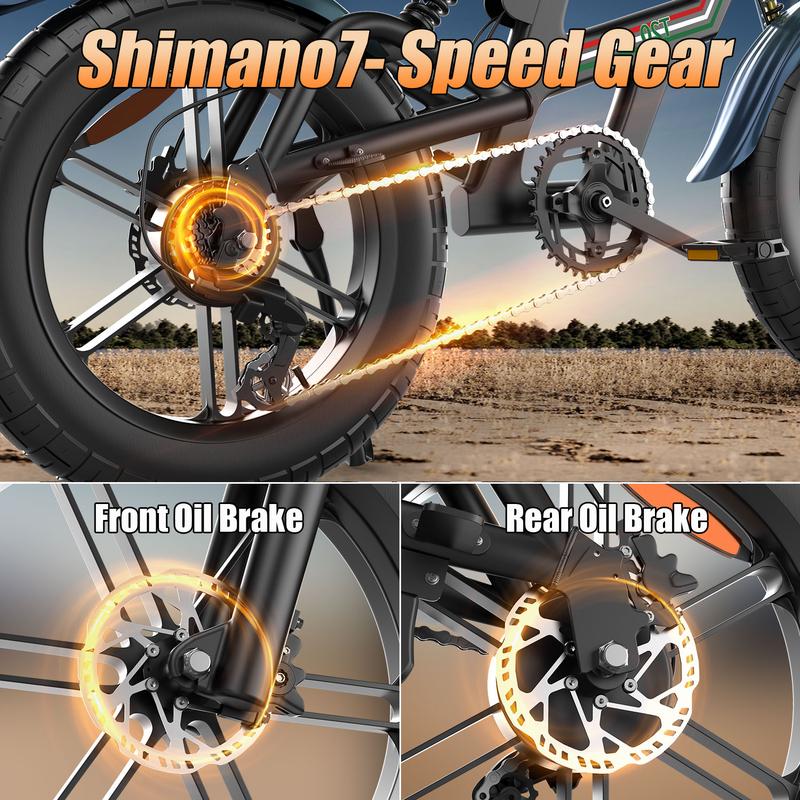 1500W Peak Electric Bike for Adults, 48V/20AH E-Bike, 28-30MPH Electric Motorcycle, Symzodo Adults E-Bike, 20" Fat Tire Dirt, 45-55 Miles Long Range Dirtbike for Off-Road Snow Sand