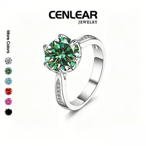 CENLEAR 3CT Forest Green Moissanite Ring Luxury Silver Promise Ring Bridal Engagement Jewelry Sets, Multi Color Moissanite Diamond Ring with Box