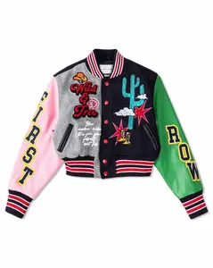 Wild and Free Cropped Varsity Jacket {Vegan Leather Sleeves}