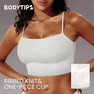 Body Tips Ribbed Thin-Strap Multi-Way Bandeau Tank Top