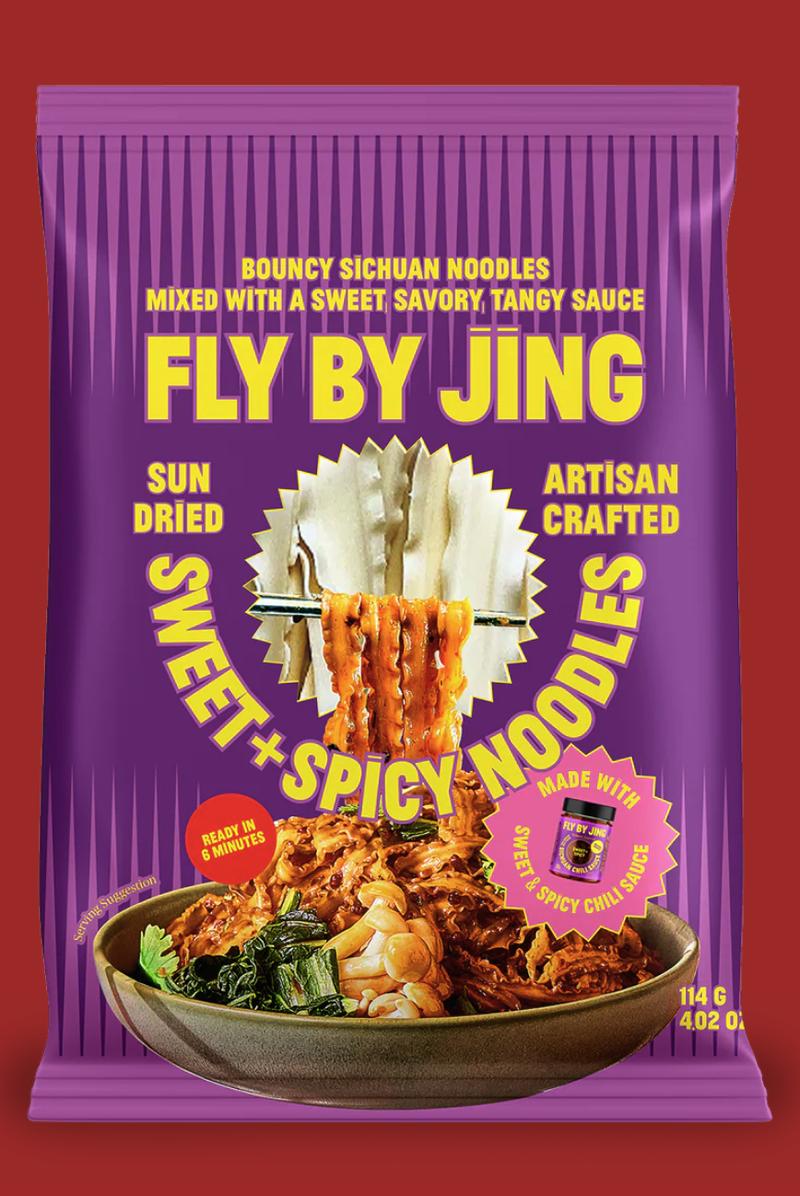 Fly By Jing Sweet + Spicy Instant Noodles 6 Pack – Medium Spicy, Tangy & Sweet, High Protein, Vegan & Non-GMO