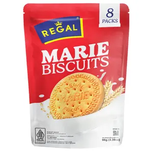 Regal Marie Biscuit Pouch 3.39 oz Pack of 8 Halal Certified Traditional Nata Snack with Premium Quality Ingredients & Consistent Texture