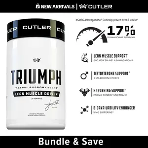 Cutler Nutrition - Triumph Test Booster for Lean Muscle Support, Energy, Test Support with 600mg KSM-66 Ashwagandha, Boron Citrate, Zinc and DIM with enhance bioavailability from Bioperine, 28 servings, Capsule Dietary Supplement