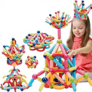 DIY Magnetic Building Rods for Kids, Creative Building Block Toy Set to Develop Children's Hands-On Skills, Birthday Gift for Boys and Girls, Thanksgiving/Christmas/Birthday Holiday Gift Choice, Magnetic Construction Set, Magnetic Building Blocks
