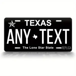 Customized Texa Black License Plate - Personalized TX Auto Tag - For Car Enthusiasts -  Perfect Gift for Car Owners Automotive Truck Mother's Day Gift