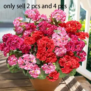 Artificial begonia geranium, Artificial Outdoor Flowers, suitable for weddings, homes, hotels, offices, weddings, parties, home gardens, porches, cabin decorations, courtyards, window frame decorations, Valentine's Day