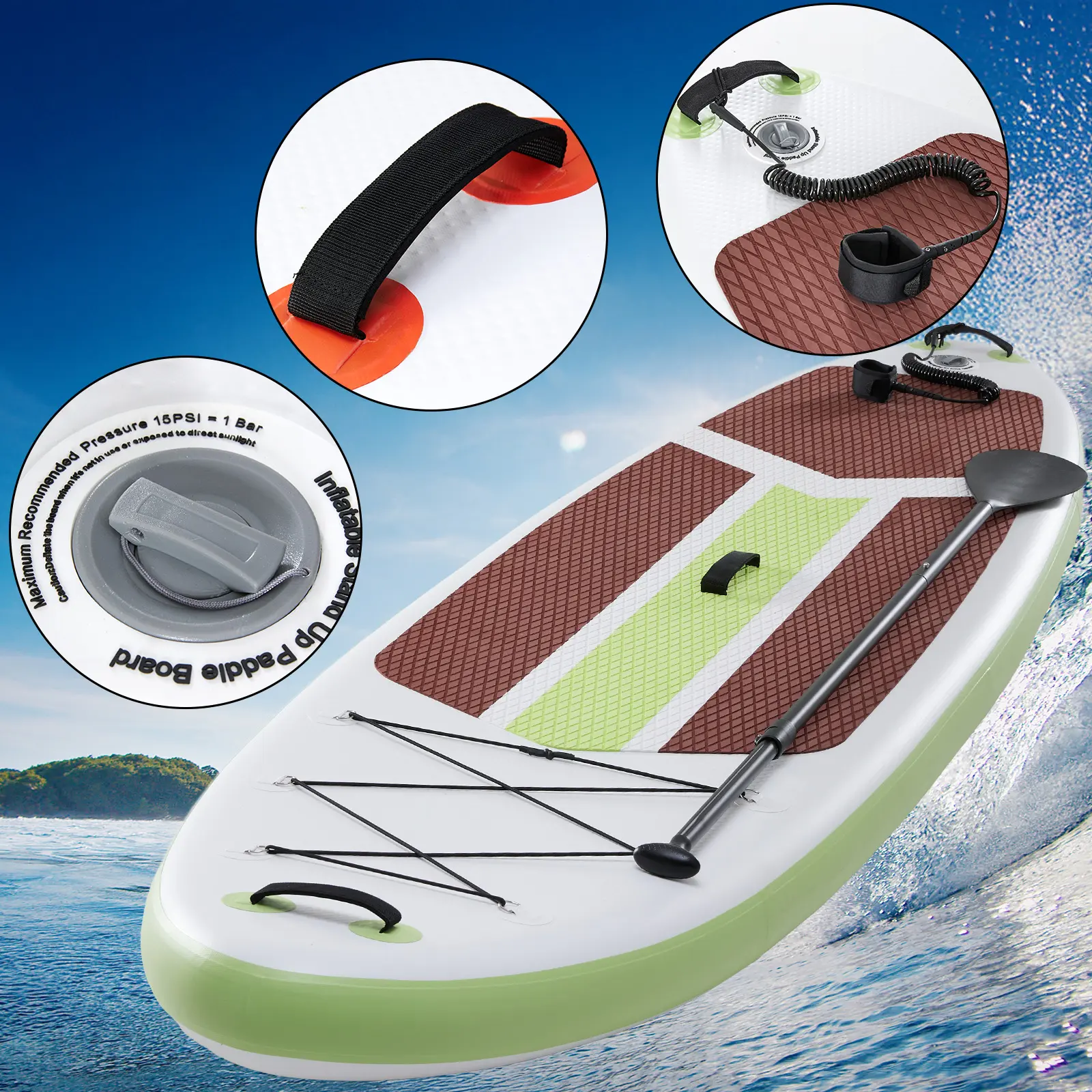 Inflatable Stand Up Paddle Board (10 ft 5 in) - Lightweight Outdoor Water Gear with Backpack, Premium SUP Accessories, Wide Stable Design, Non-Slip Deck, Easy Storage, Excellent Stability, Ideal for Youth & Adults’ Transportation, Cruising on Calm Lakes,