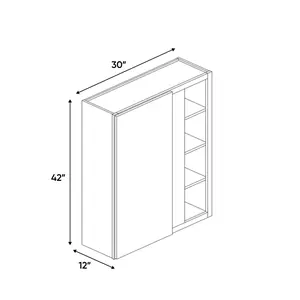 Slim Shaker White - 30x42 Inch Wall Blind Corner Wall Cabinet - 30" Width x 42" Height x 12" Depth