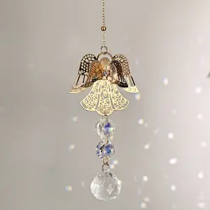 1pc, Angel Wind Chime, for Garden Lover, Angel Wind Chime Suncatcher, Indoor Outdoor Window Hanging Garden Ornament Decoration, Rainbow Maker, Hanging Crystal Prism Decor, Unique Gift for Nature Lovers, Angelic Spring Decor, Home Decor
