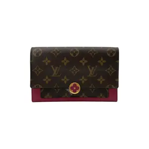 Pre-owned Louis Vuitton Monogram Shoulder Bags LV Flore Chain Wallet Fuchsia