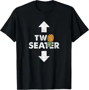 Two Seater Swinger Funny Upside Down Pineapple Swinger T-Shirt Graphic tees Casual Cotton