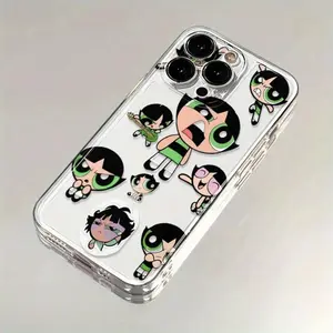 Warner Bros. WB Genuine Licensed Powerpuff Girls TPU Transparent Anti-Shock Protective Case for Apple iPhone 17 Air 16E 16 15 14 13 12 mini 11 8 7 Pro Max Plus Colorful Phone Case Customized Cover Protection