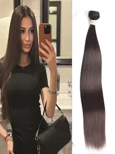 1PC 2#-ST 2# Dark Brown Silky Straight Human Hair Bundle, Brazilian Hair Weave