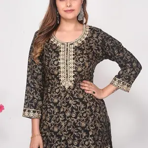 Rayon Embroidered Kurti in different design available - Shorter Length Fitted Style Casual Womenswear for Summer Comfortable Fit Chic Elegant Dress