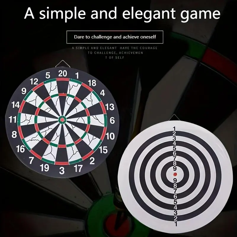 17-Inch Dart Target Set, Thick Double-Sided Flocking, Solid Alloy Frame, with 6 Practice Darts And 6 Luxury Darts, Suitable for Casual Games, Family Entertainment, Professional Competitions, Office Decompression