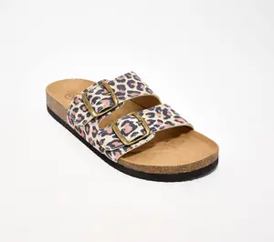 White Mountain Leather Double Buckle Slide Sandals - Helga