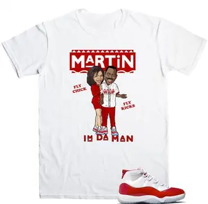 Fitz 4 Kickz Shirt to Match the JD 11 Varsity Red - Unisex Graphic Tee with Martin Print for Everyday Wear - Sizes S to 5XL - Machine Washable