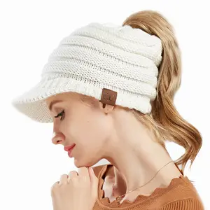 Open-Back Ponytail Beanie: Style Meets Function Stay Warm, Style Free Baseball Cap Cap Back Opening Ponytail Hat Fall/Winter Wool Hat Ladies